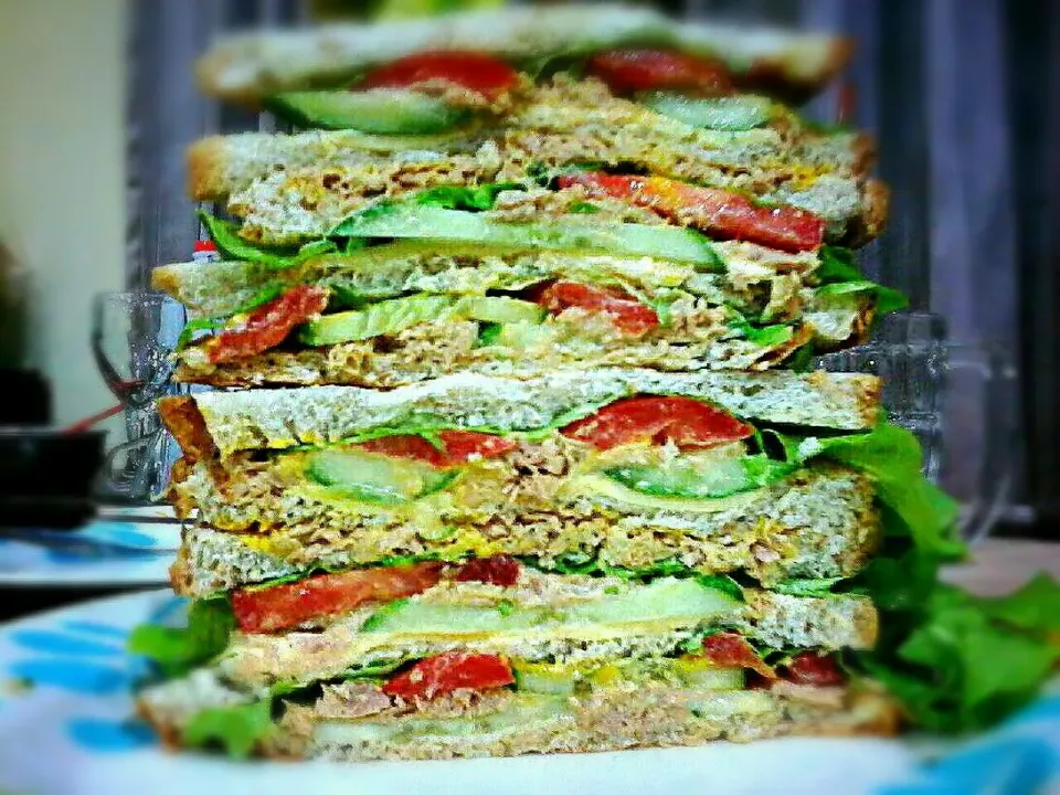 Tuna Whatever Dagwood Style Wheat Sandwich ✔|🌼 Pooja's Kitchenette 🌼さん