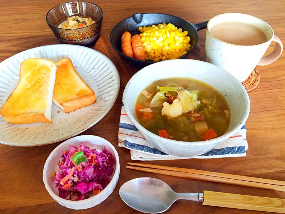 5時に起きたらお腹すいた〜なガッツリ朝定食|こんぶさん