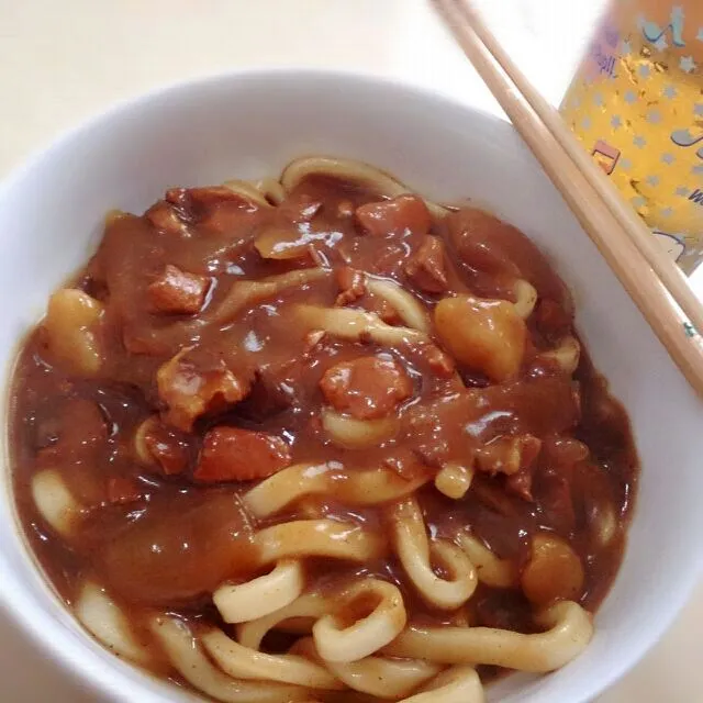 Snapdishの料理写真:昨日の残りでカレーうどん|ひなねこさん