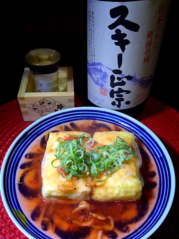 Snapdishの料理写真:揚出し豆腐の梅肉餡掛け|あつしさん