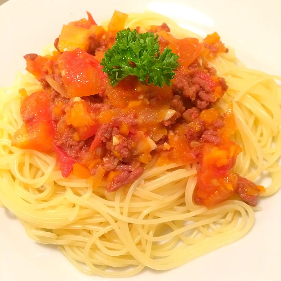 Homemade meat sauce pasta|Suzukaさん