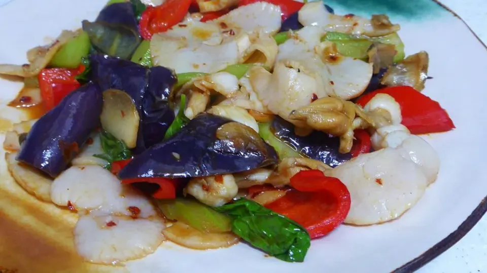 stir-fried scallop with bell pepper and chili sauce|steven z.y.さん