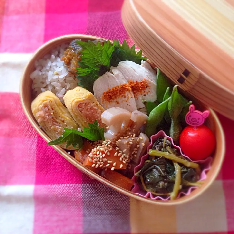 Snapdishの料理写真:9/16きょうのわっぱ弁当|ネコのかりかりさん