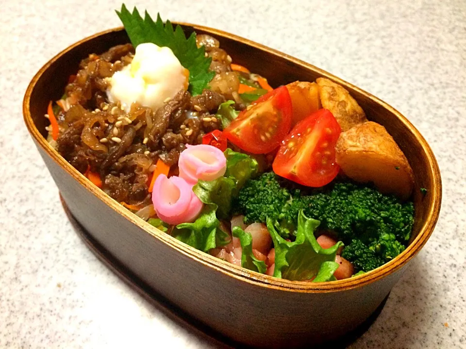 Snapdishの料理写真:焼肉のっけビビンバ丼de〜ダンナ弁当(๓´˘`๓)♡|sally.127さん