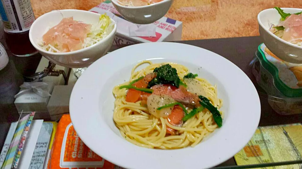 ホタテとサーモンとほうれん草の冷製パスタ|なるみさん