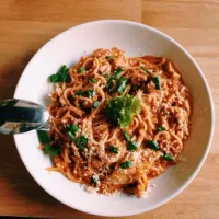 Snapdishの料理写真:Kimchi pasta|Yejonさん