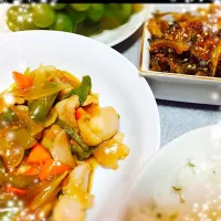 鶏肉の甘酢野菜、ゴウヤの佃煮 ✩︎|いちごさん