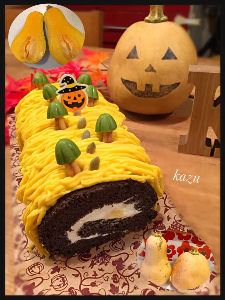 りずむさんの料理 シフォンロールケーキ✨でハロウィン🎃ケーキ♪|kazu★さん