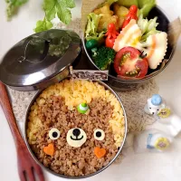 ゆっぴーのお弁当『しもぶくれそぼろクマちゃん🐻』