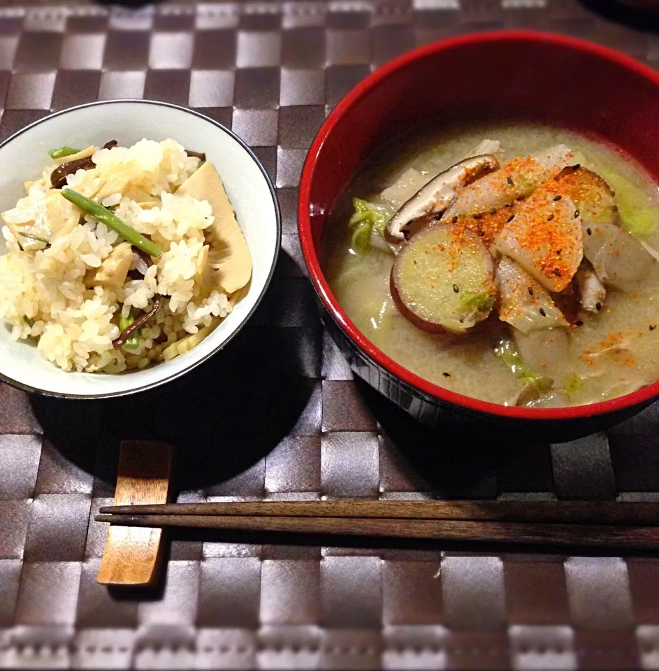 山菜とタケノコの炊き込みご飯
豚汁|miiiーna"さん