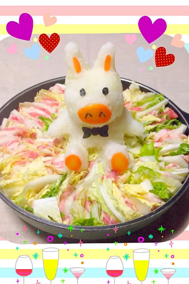 豚うさぎのミルフィーユ鍋     ✴️オラフのホワイト鍋に引き続き〜✴️|ロコタンさん