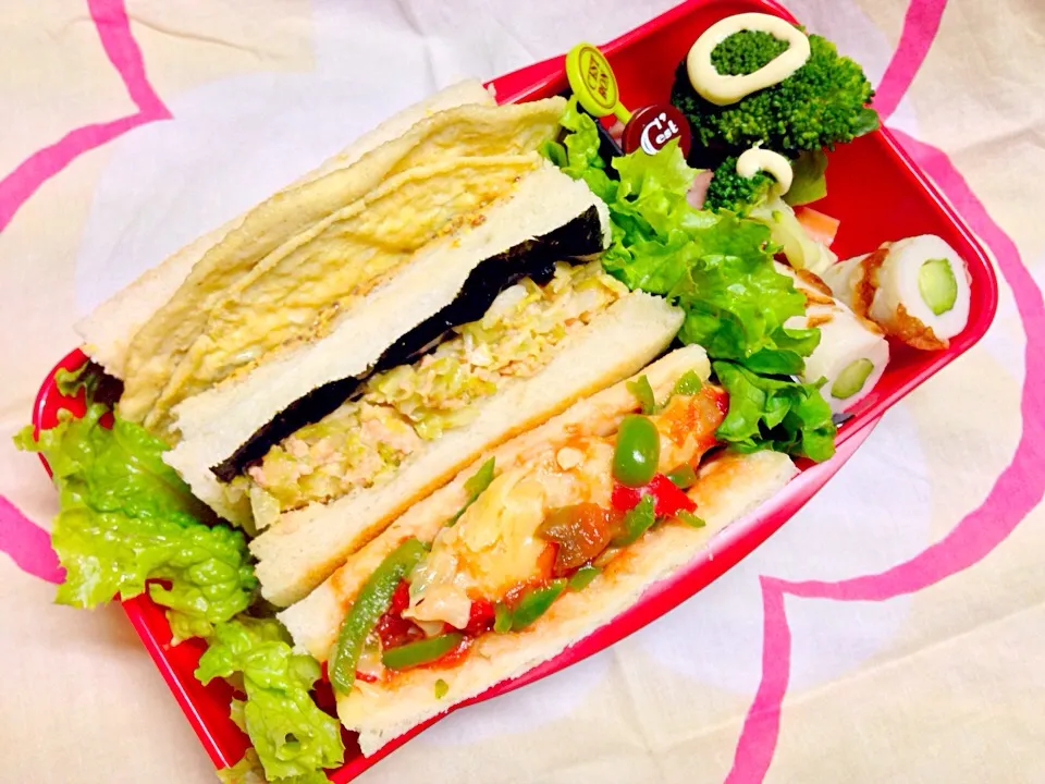 あふれる3サンド🍔弁当(OvO)|伊佐治親（イサ）さん