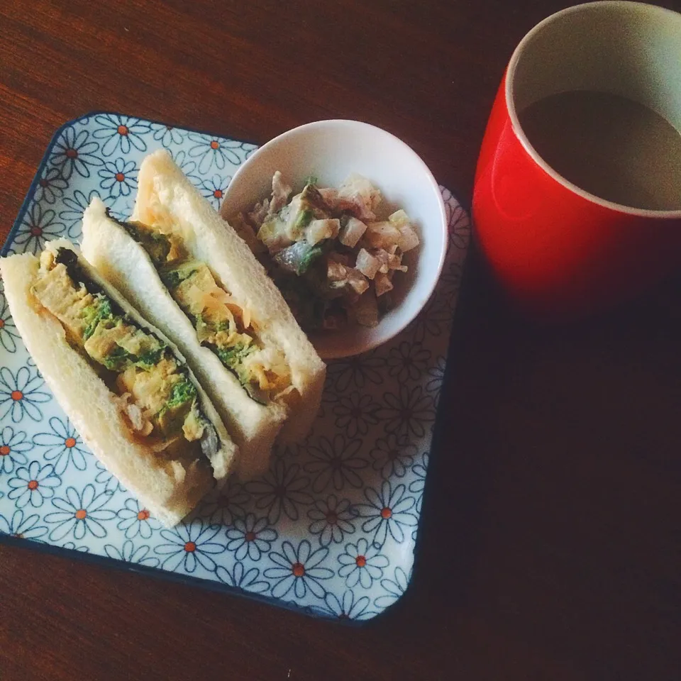 ネギ入りだし巻き&焼き海苔とガリのsandwich🍀まるで寿司👀|yo-chiさん