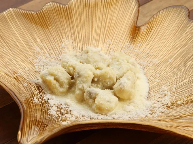 サツマイモと落花生のニョッキ　クリームソース #シェフごはん|シェフごはんさん