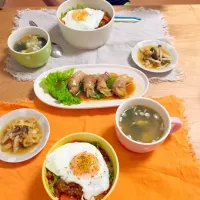 Snapdishの料理写真:冷蔵庫の残り物で晩御飯〜彩り豊かなタコライス（＾ω＾）|shin!さん