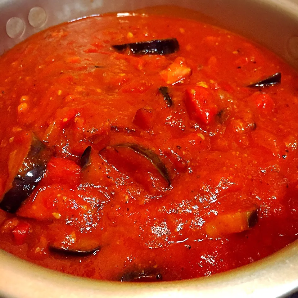 My own version of " bacon and eggplant tomato-garlic sauce"|Laarni Nabongさん