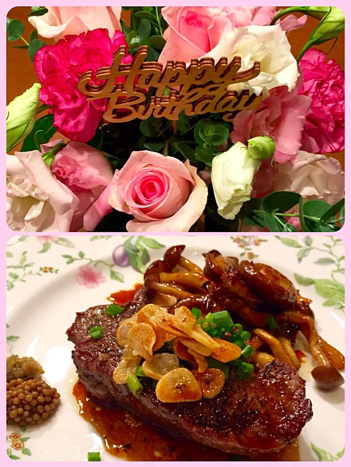 和風ヒレステーキ🍄きのこ&ガーリックを添えて|もとぱんさん