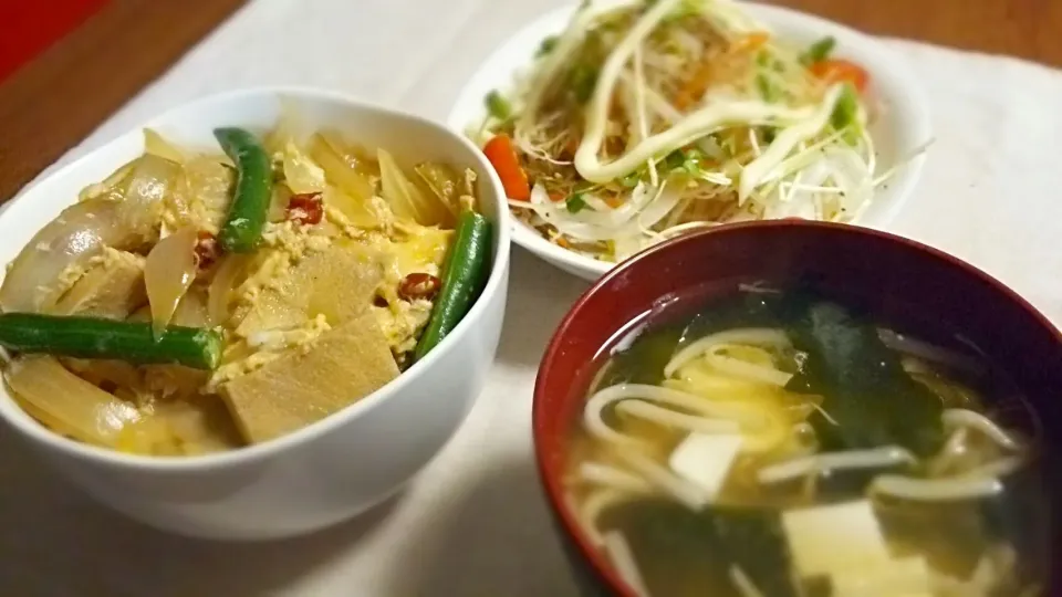 高野豆腐の卵とじ丼～
の晩ごはん✨|kaz(*･ω･)さん