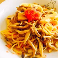 明太子きのこパスタ|（＾ν＾）さん