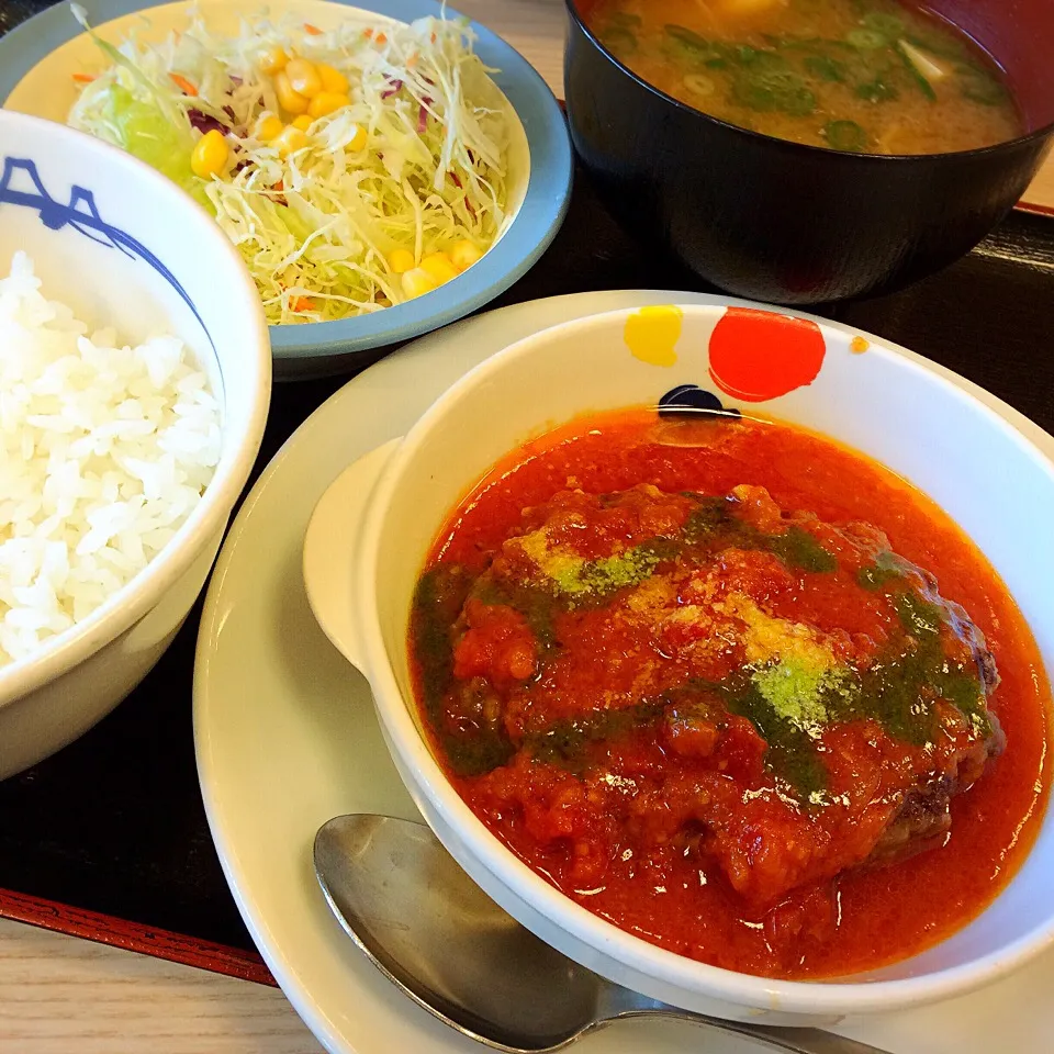 トマトバジルハンバーグ定食@松屋|たまこっこさん