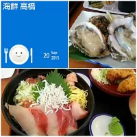 Snapdishの料理写真:海鮮丼と生牡蠣