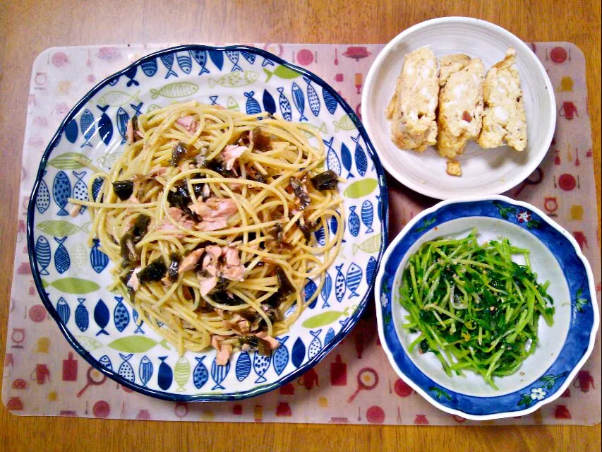 ９月12日 塩昆布とツナのパスタ だし巻き玉子 豆苗のナムル|いもこ。さん