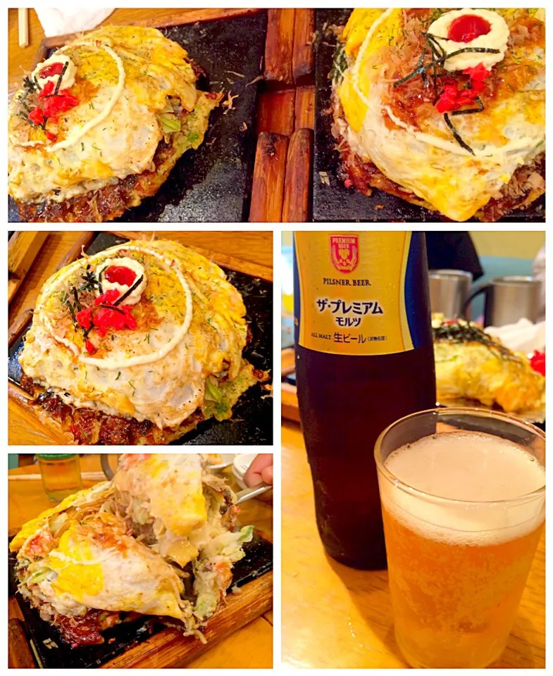 Cabbage pancake w/Omelet filling of fried noodle♨️ｵﾑそばﾓﾀﾞﾝ焼き|🌈Ami🍻さん