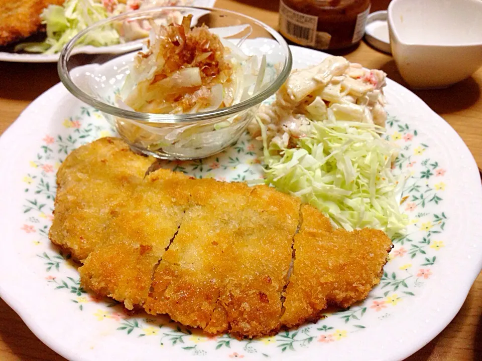 焼きカツとオニオンスライス|こんこんさん