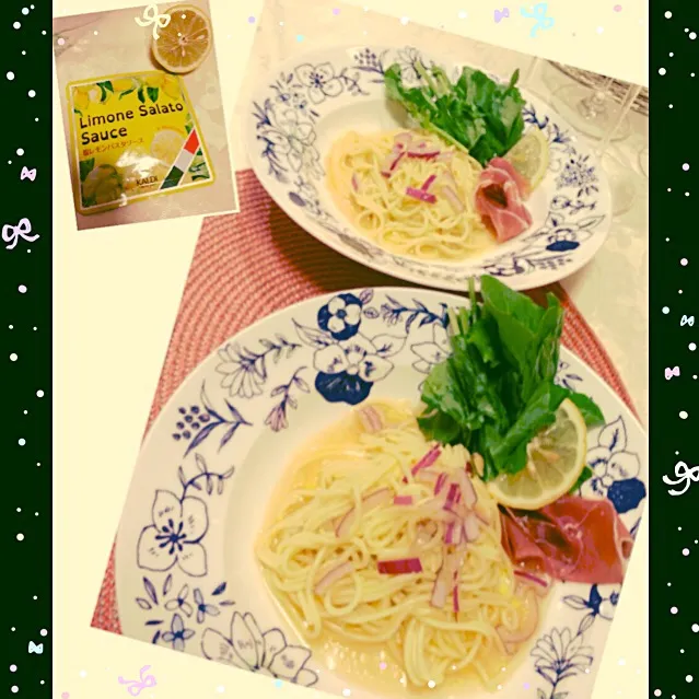 カルディのパスタソース塩レモンで…生ハムとルッコラのパスタ🍝|桜央里さん