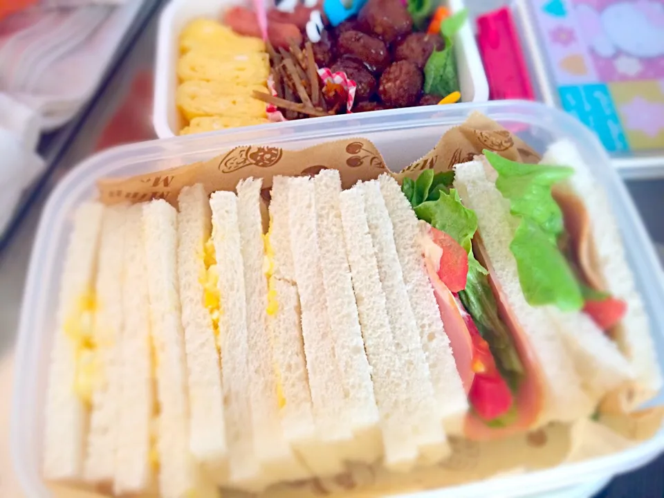 9/23 娘さん作！
サンドウィッチ弁当
※おかずは手抜き(￣▽￣)|mamiさん