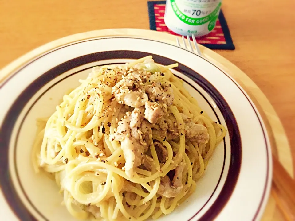 豚とレタスの味噌バターパスタ|みやこんぶさん