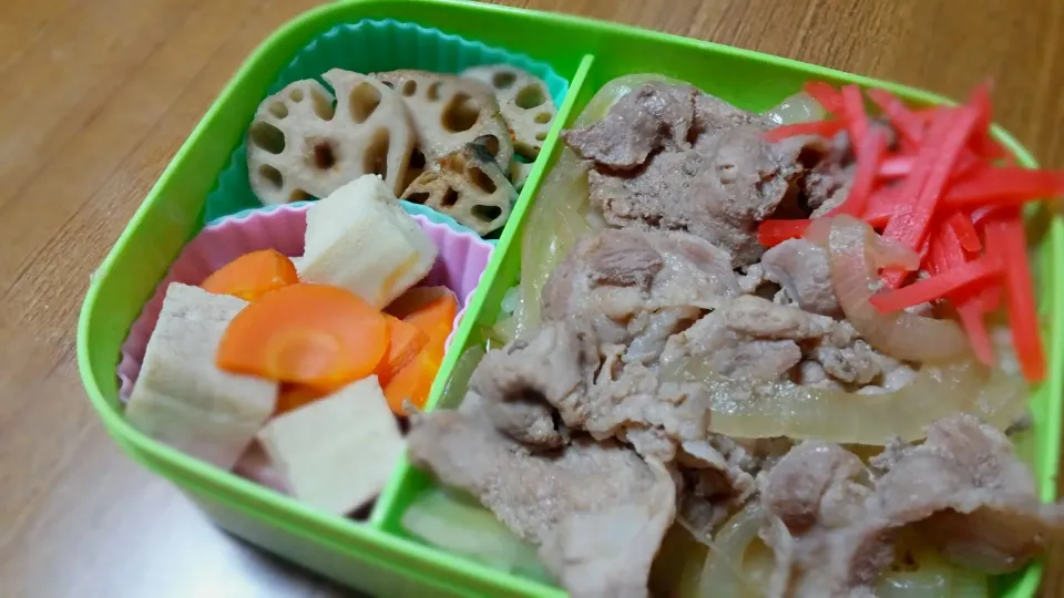 旦那弁　　豚丼★蓮根金平★高野豆腐煮|あぁちゃんさん