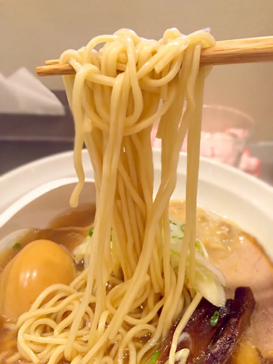 Snapdishの料理写真:貝出汁ラーメンの麺@貝出汁しっぽりラーメン純子|morimi32さん