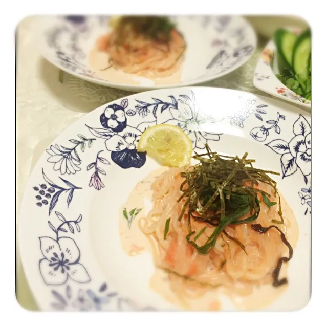 桜央里さんの料理 しらたきのパスタ風🍝たらこのバターレモン醤油🎵|桜央里さん