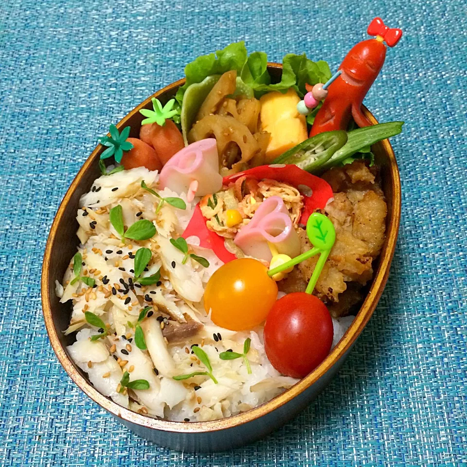 塩唐揚げ&お魚ほぐし弁当～❤|まぁちゃんさん