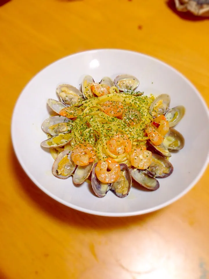 asari to ebi to takana no cream sauce pasta|Dino Carloさん