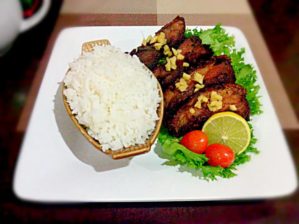 Peppered Deep Fried Pork Loin in Lemon Ginger Shoyu Soured Sauce w/ Rice Platter ✔|🌼 Pooja's Kitchenette 🌼さん