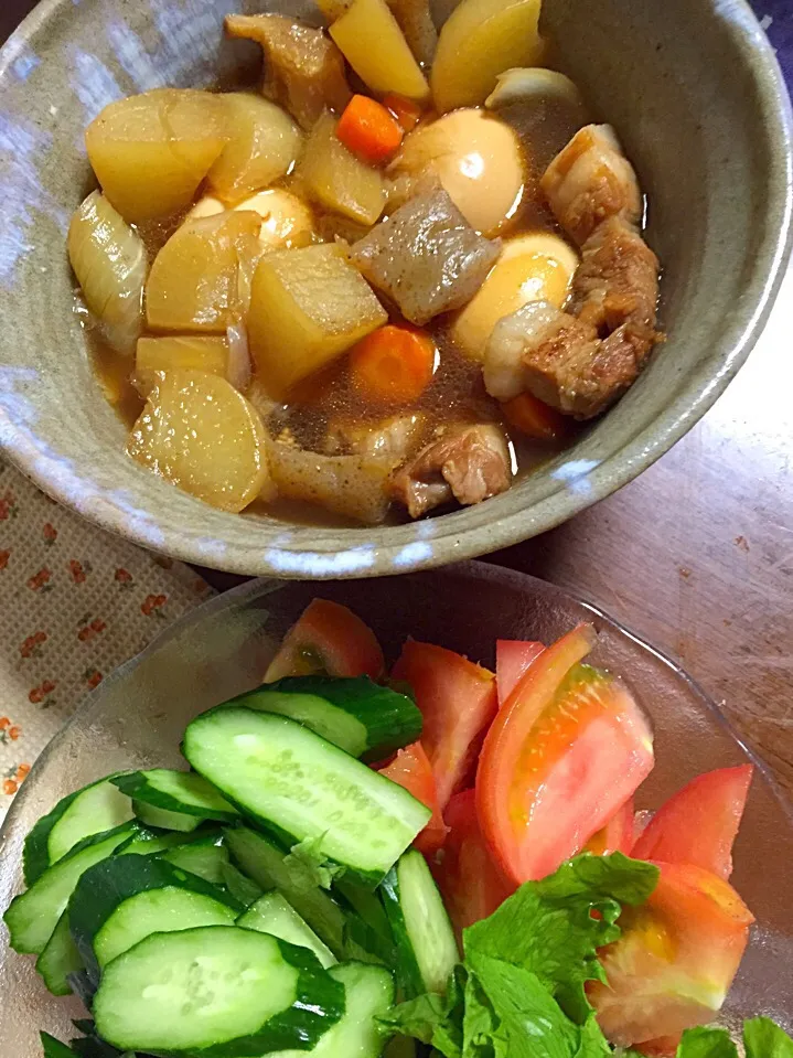 豚バラ大根 野菜 卵入り サラダ|掛谷節子さん