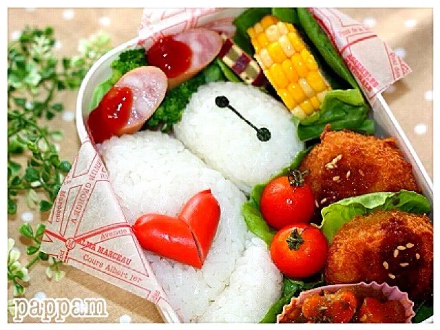 Snapdishの料理写真:キャラ弁：ベイマックスのお弁当♡|ぱっぱむさん