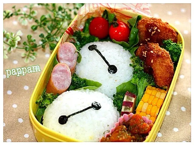 キャラ弁：ベイマックスのツムツム風弁当♡|ぱっぱむさん