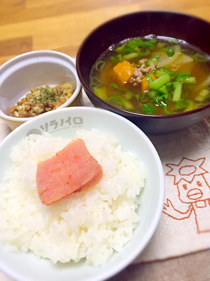 Snapdishの料理写真:朝ごはんみたいなお昼ごはん(o⁰⊖⁰o)|morimi32さん