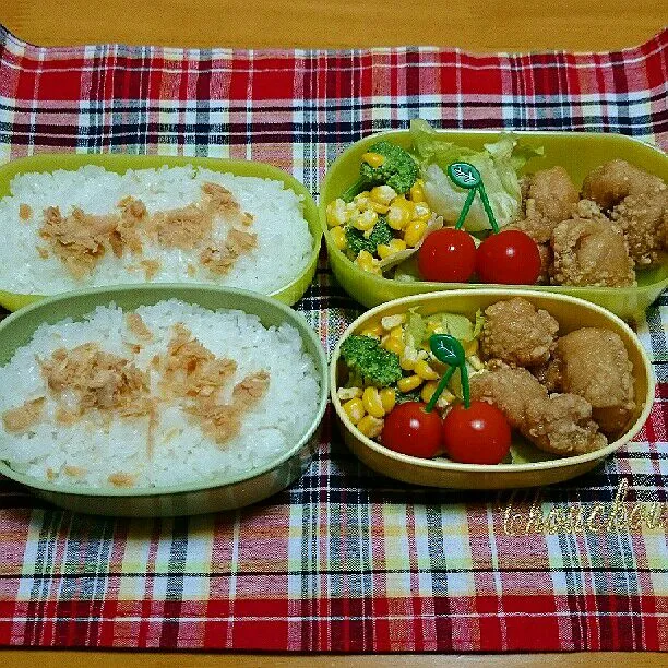 Snapdishの料理写真:2015/09/28の二人弁当🍱|ふみぃさん