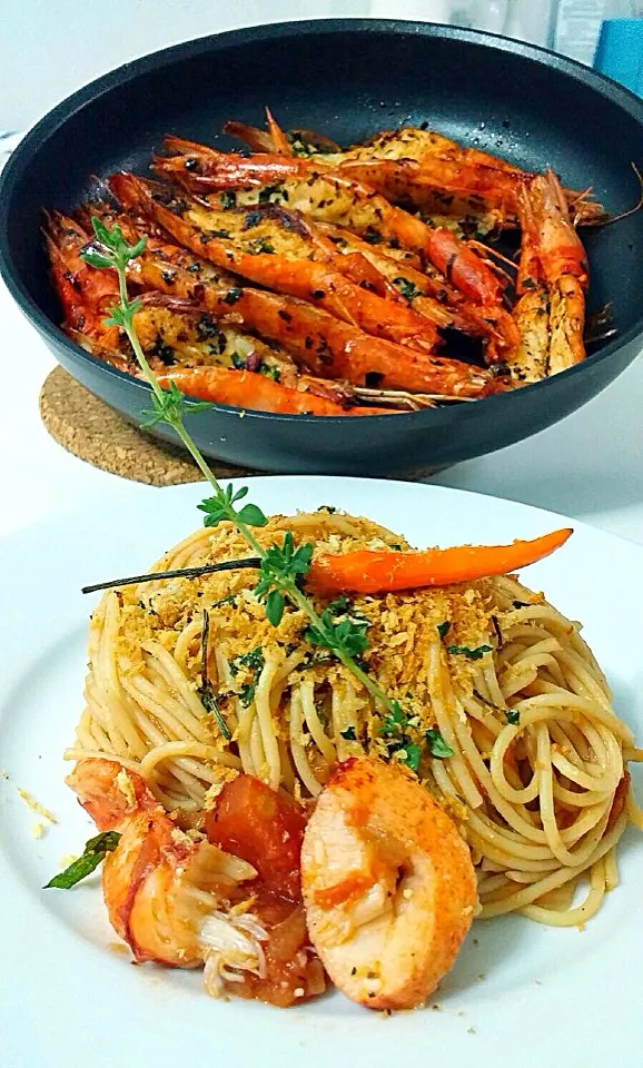 Grilled Shrimps with Blood Mary Linguine|Mich Liowさん