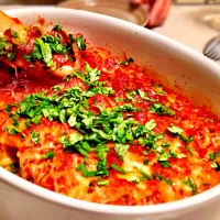 Cannelloni with ricotta cheese and spinach in tomato sauce.|Kirk Awiamさん