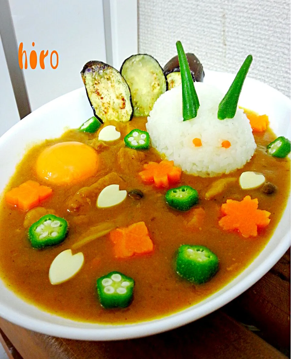 Snapdishの料理写真:中秋の名月    月見 デコカレー  (♡´艸`)|Hiroさん