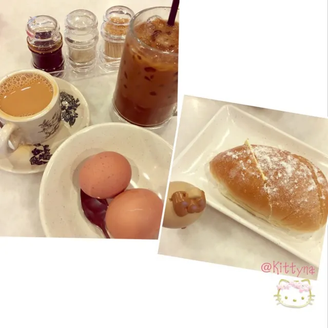 ☕️Tea C,Ice coffee ,Boiled egg & Butterbreak🍞|🎀Kittyna🌸さん