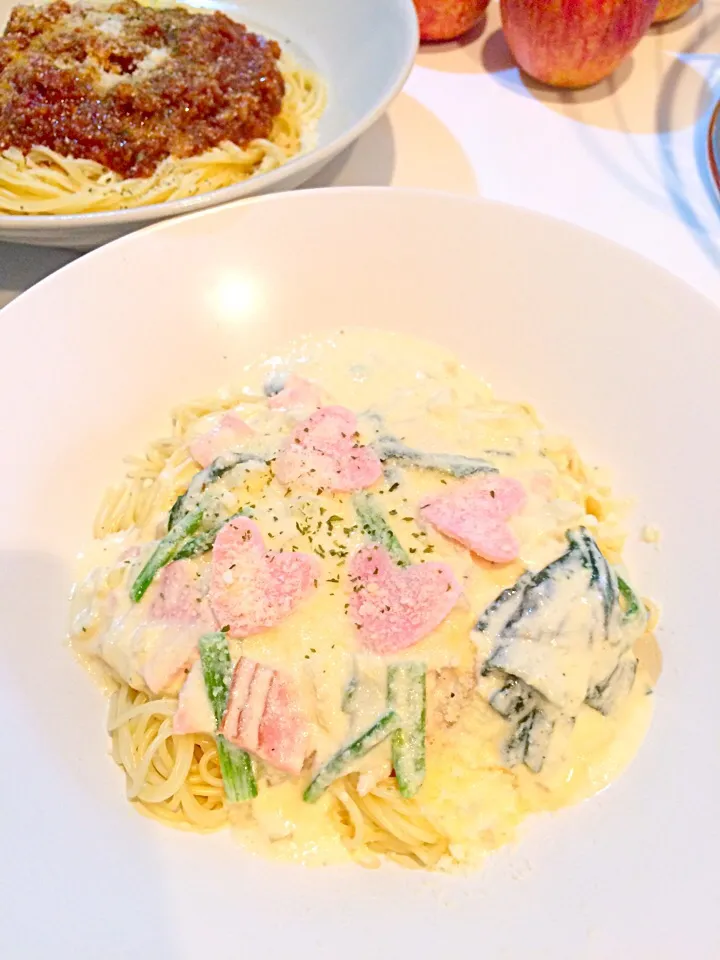 spinach and ham carbonara|marian ilanoさん