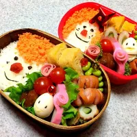 Snapdishの料理写真:保育園の娘👧🏼🎀お弁当の日〜◟̊◞̊ ◟́◞̀ ◟̆◞̆♡お父さんとカップル弁当👫←喜ぶお父さん😅💘