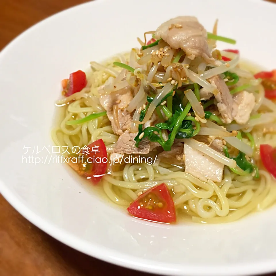 Snapdishの料理写真:昆布茶スープの冷やしラーメン|門乃ケルコさん