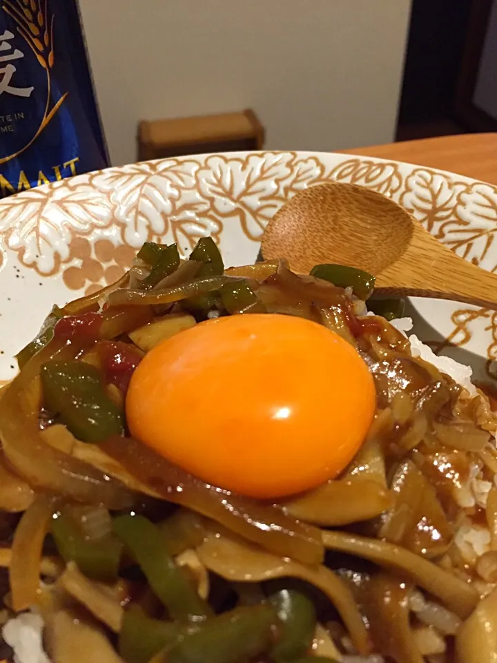 きのこ野菜カレー月見バージョン|pkeiさん